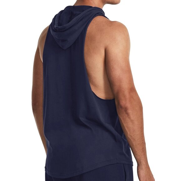 $50 UNDER ARMOUR PROJECT ROCK SLEEVELESS HOODIE 1382279-410 NAVY/HALOGEN BLUE M - Picture 2 of 5
